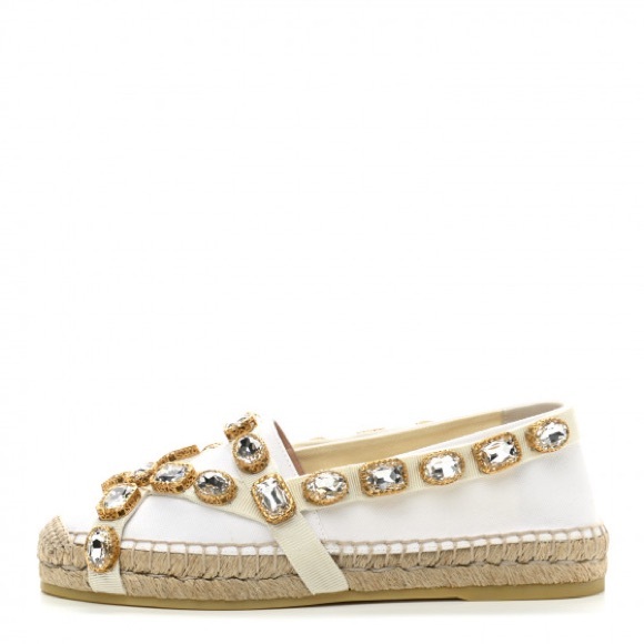 NWT GUCCI CANVAS CRYSTAL EMBELLISHED ESPADRILLES SIZE EU 40 US 10 - Picture 4 of 14
